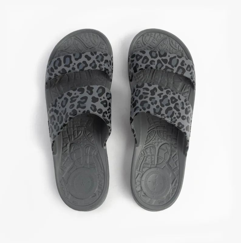 Totes Sol Bounce 0351FGLE Womens Double Strap Slides Grey Leopard sold by Shuperb