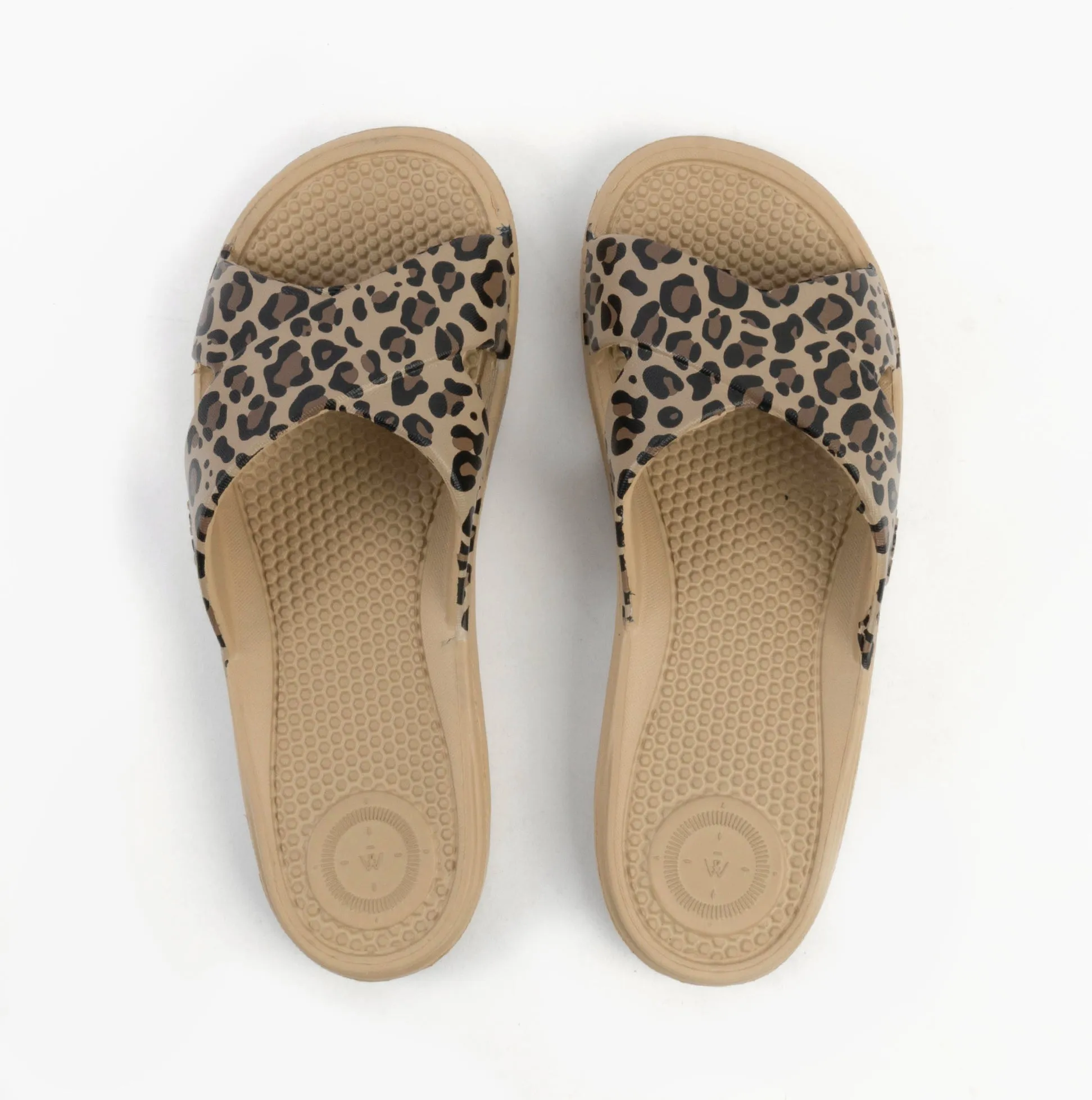 Totes Sol Bounce 0359FLEO Womens Cross Slides Natural Leopard sold by Shuperb