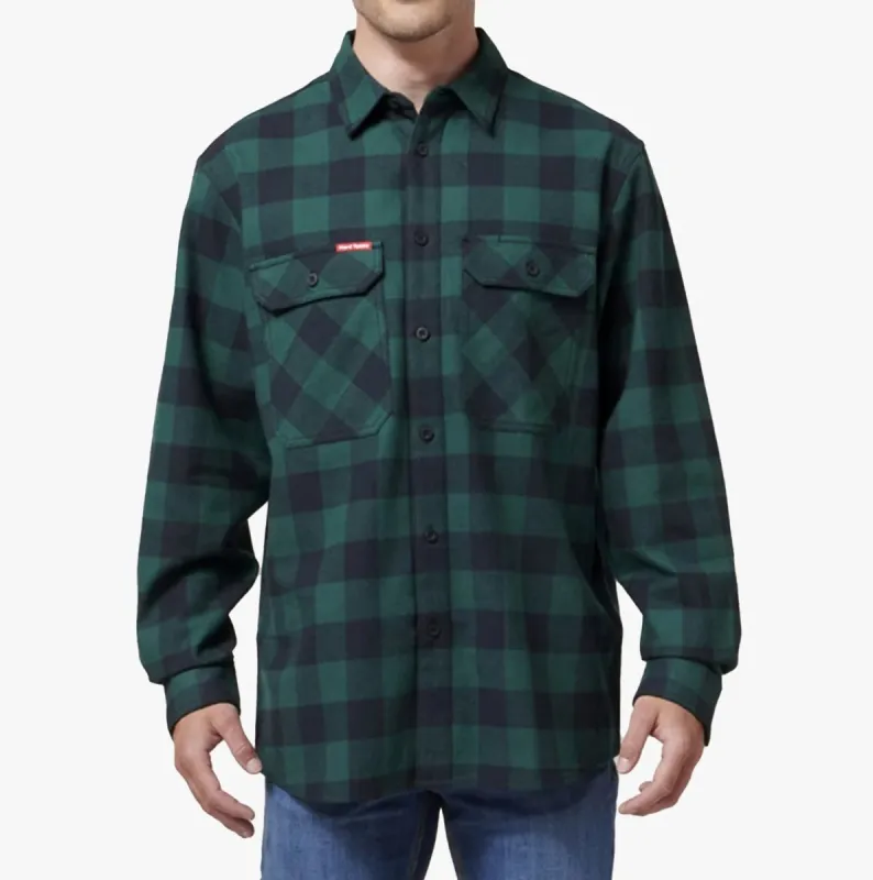 Hard Yakka LONG SLEEVE CHECK FLANNEL Mens Shirts Green sold by Shuperb
