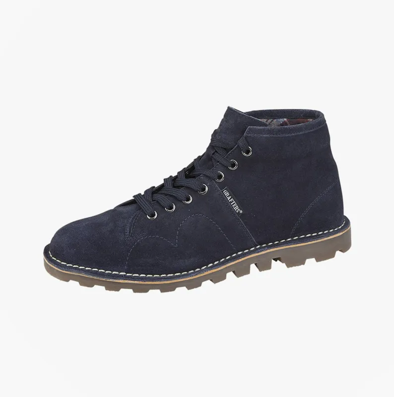 Grafters Unisex Suede Monkey Boots Navy made by Shuperb
