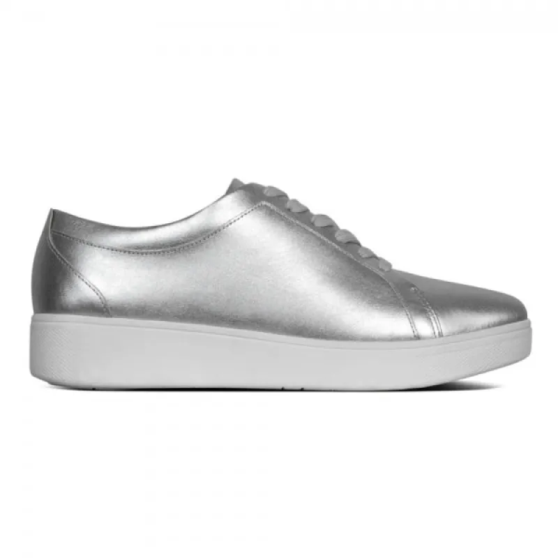 FitFlop RALLY Womens Leather Trainers Silver sold by Shuperb