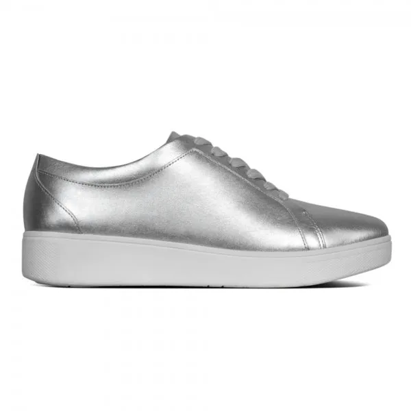 FitFlop RALLY Womens Leather Trainers Silver sold by Shuperb