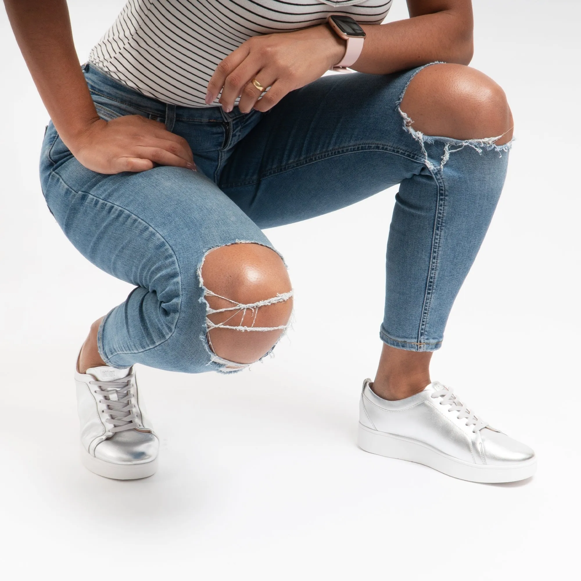 FitFlop RALLY Womens Leather Trainers Silver sold by Shuperb product image thumbnail 2