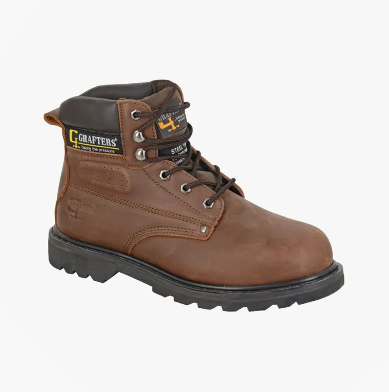 Grafters M538BY Mens Safety Boots Brown sold by Shuperb