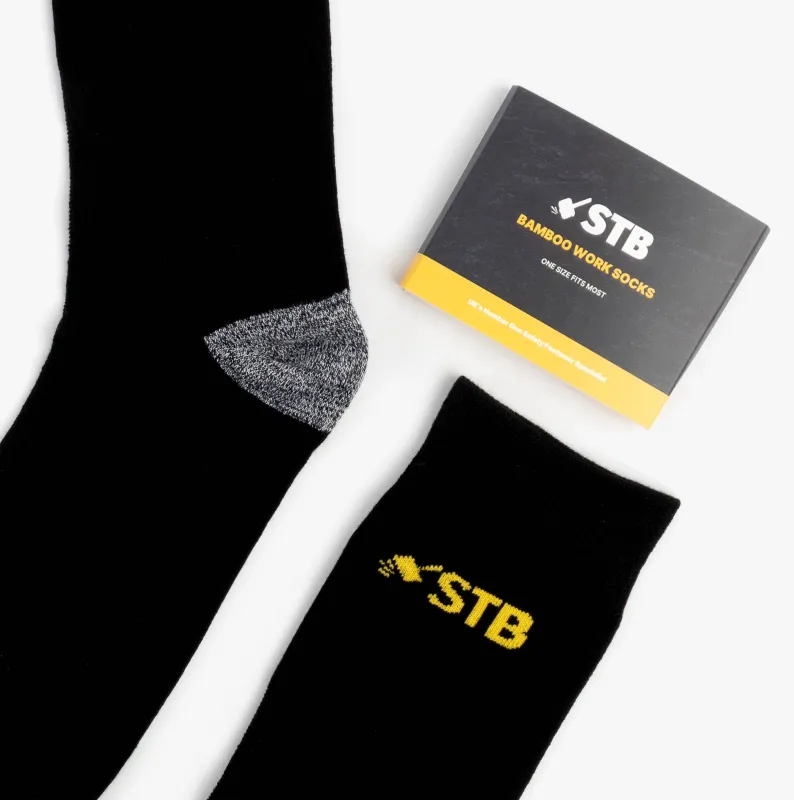 STB STB Bamboo Mens Work Socks Black made by Shuperb