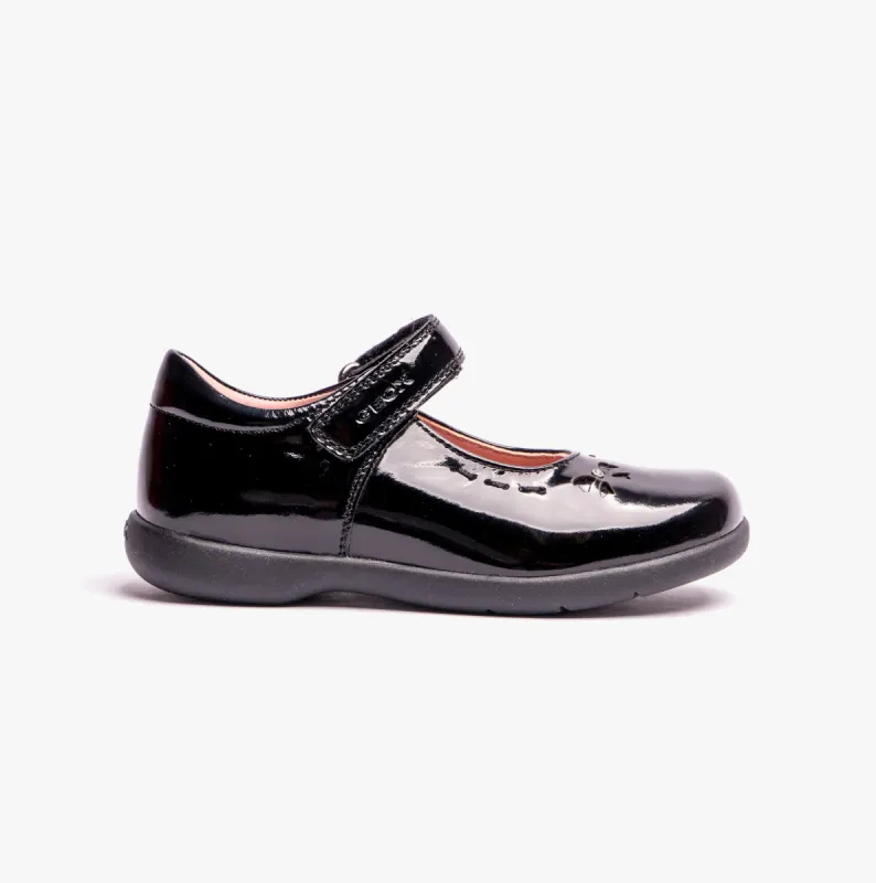 GEOX NAIMARA G A Girls Leather Touch Fasten School Shoes Patent Black sold by Shuperb