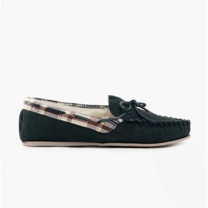 Cotswold KILKENNY Womens Moccasin Slippers Navy sold by Shuperb