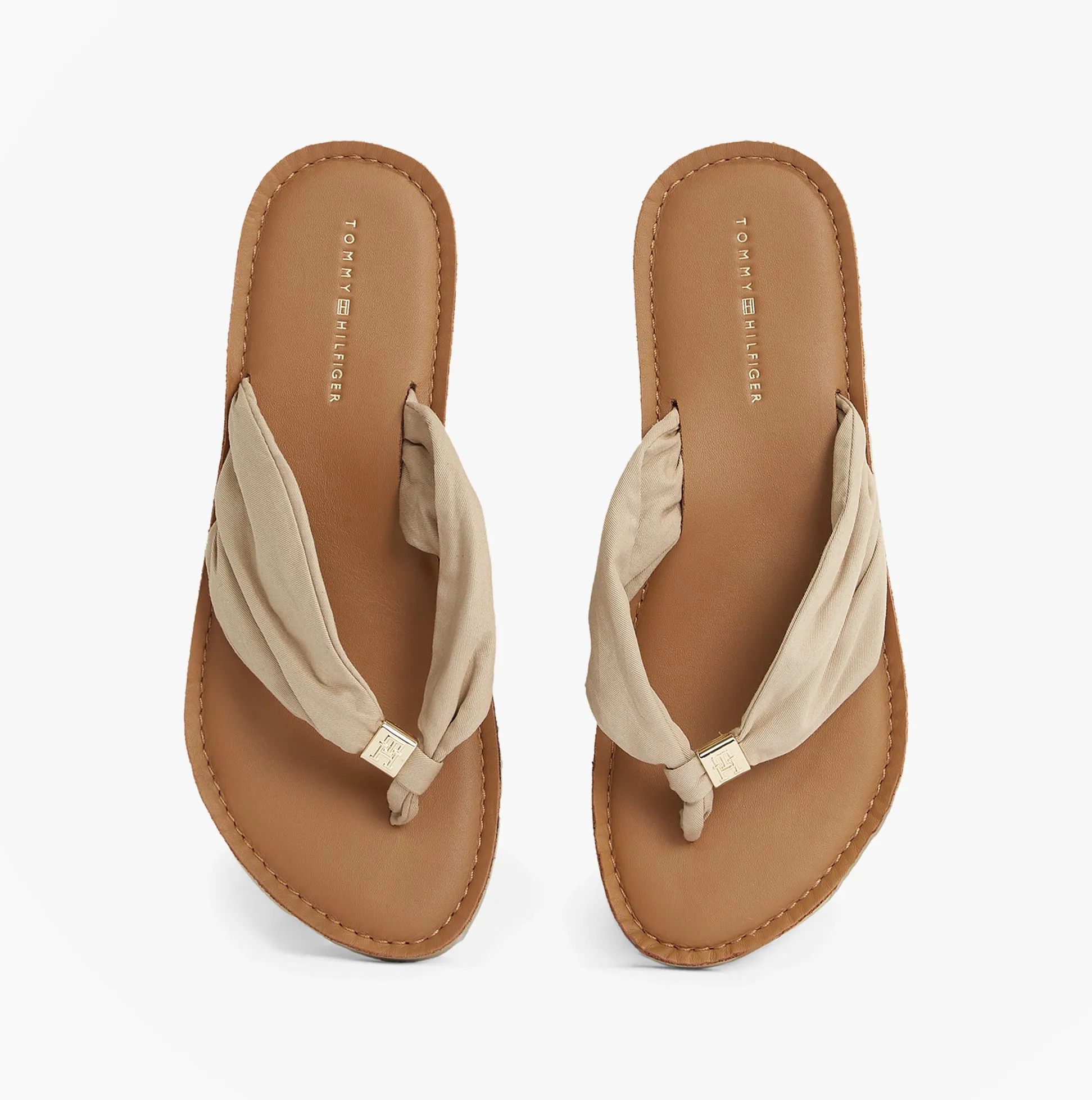Tommy Hilfiger Monogram Plaque Womens Flip-Flop Beige sold by Shuperb
