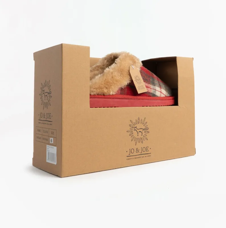 Jo & Joe SHETLAND Womens Mule Slippers Festive Red sold by Shuperb