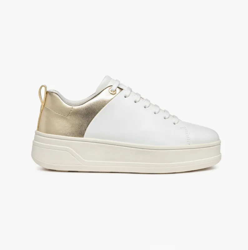GEOX D SPHERICA ECUB-2 Womens Trainers White/Light Gold sold by Shuperb