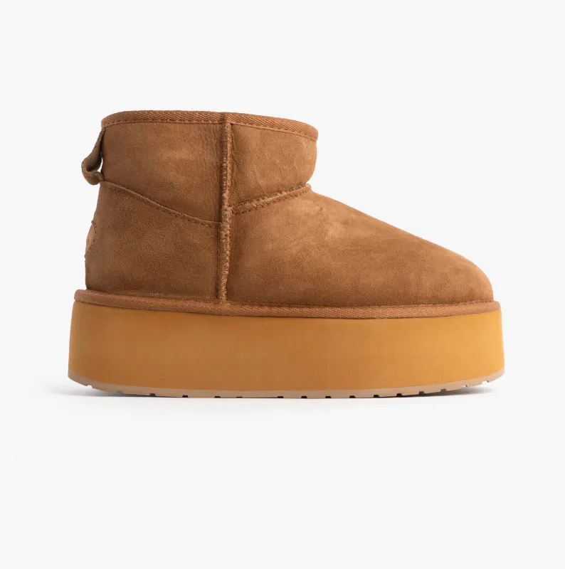 EMU Australia STINGER MICRO FLATFORM Womens Sheepskin Boot Chestnut sold by Shuperb