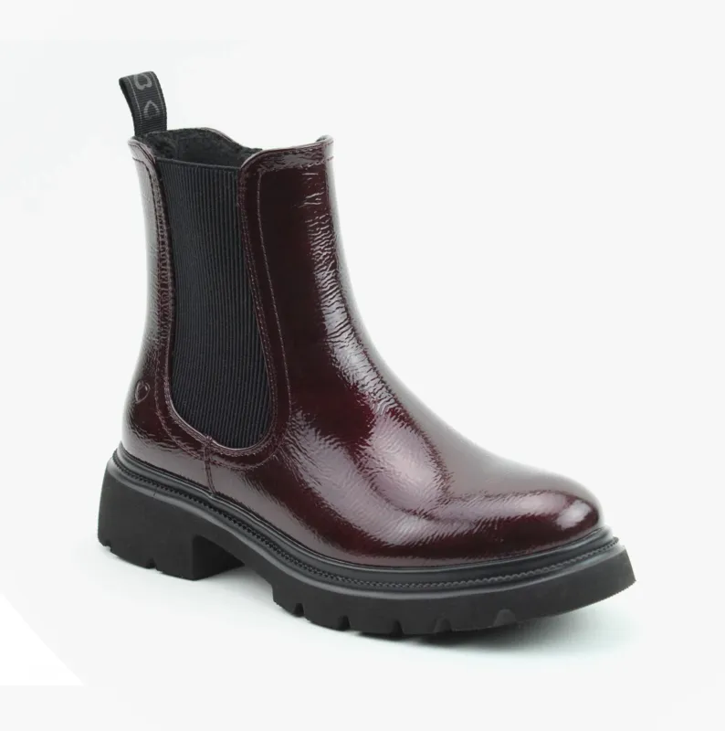 Heavenly Feet ZETA Womens Chelsea Boots Claret Patent sold by Shuperb