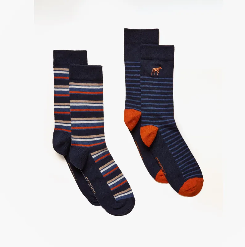 Joules KINGSBURY Mens Socks Navy/Ginger made by Joules