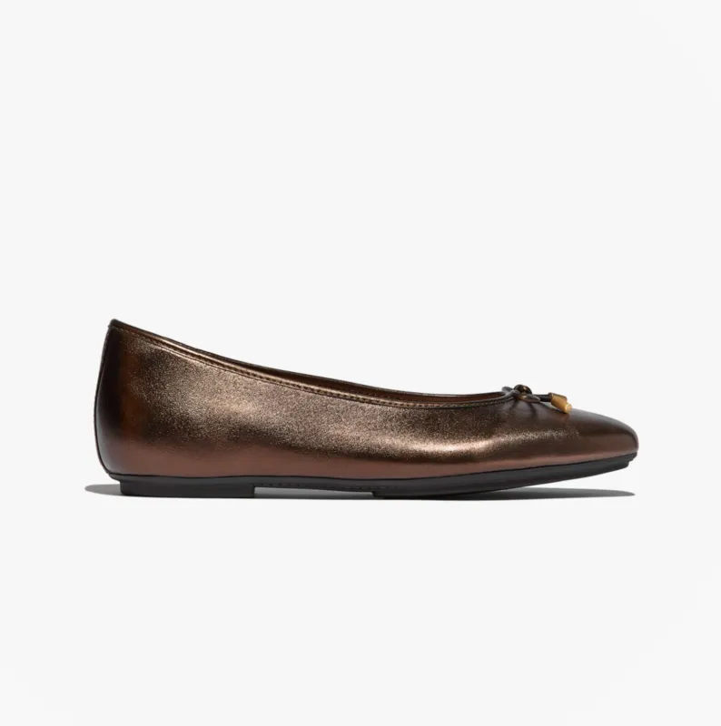 FitFlop DELICATO BOW SOFT METALLIC-LEATHER Ladies Ballet Flats Metallic Chocolate Brown sold by Shuperb