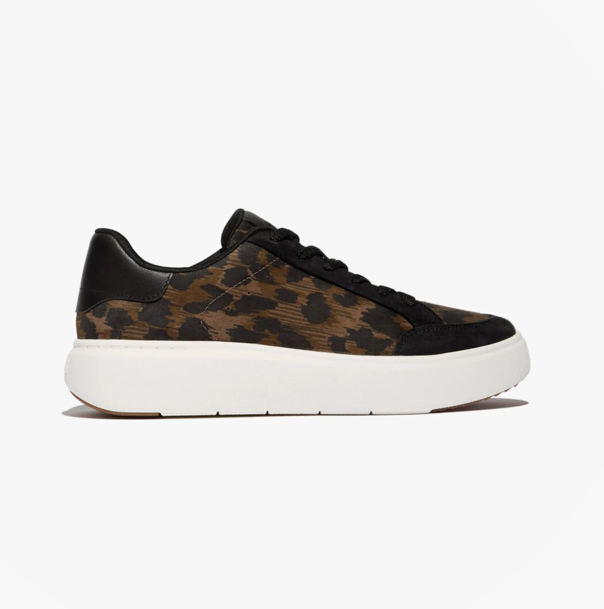 FitFlop 'Ready To Go' LEOPARD SUEDE Ladies Sneakers Black/Chocolate Mix sold by Shuperb