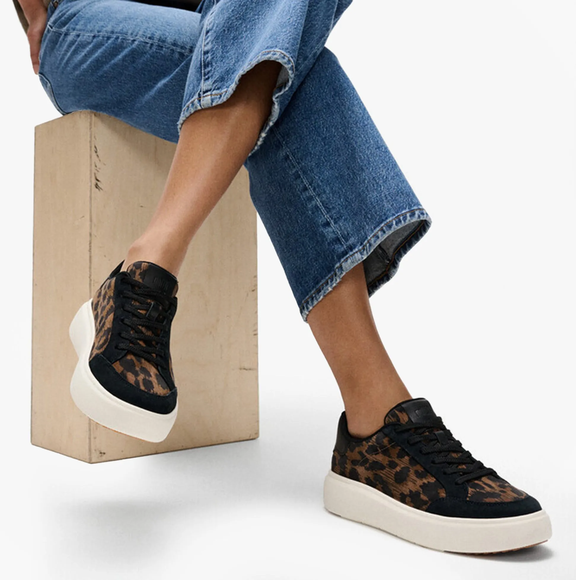 FitFlop 'Ready To Go' LEOPARD SUEDE Ladies Sneakers Black/Chocolate Mix sold by Shuperb product image thumbnail 2