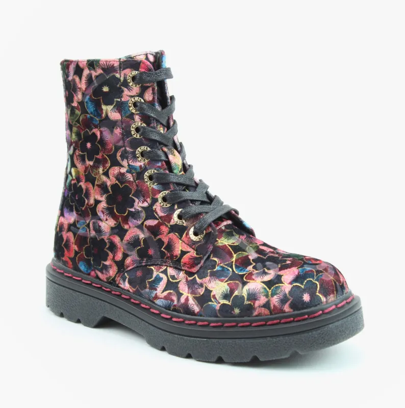 Heavenly Feet JUSTINA2 VIOLA VELOUR Womens Ankle Boots Rose Pink sold by Shuperb