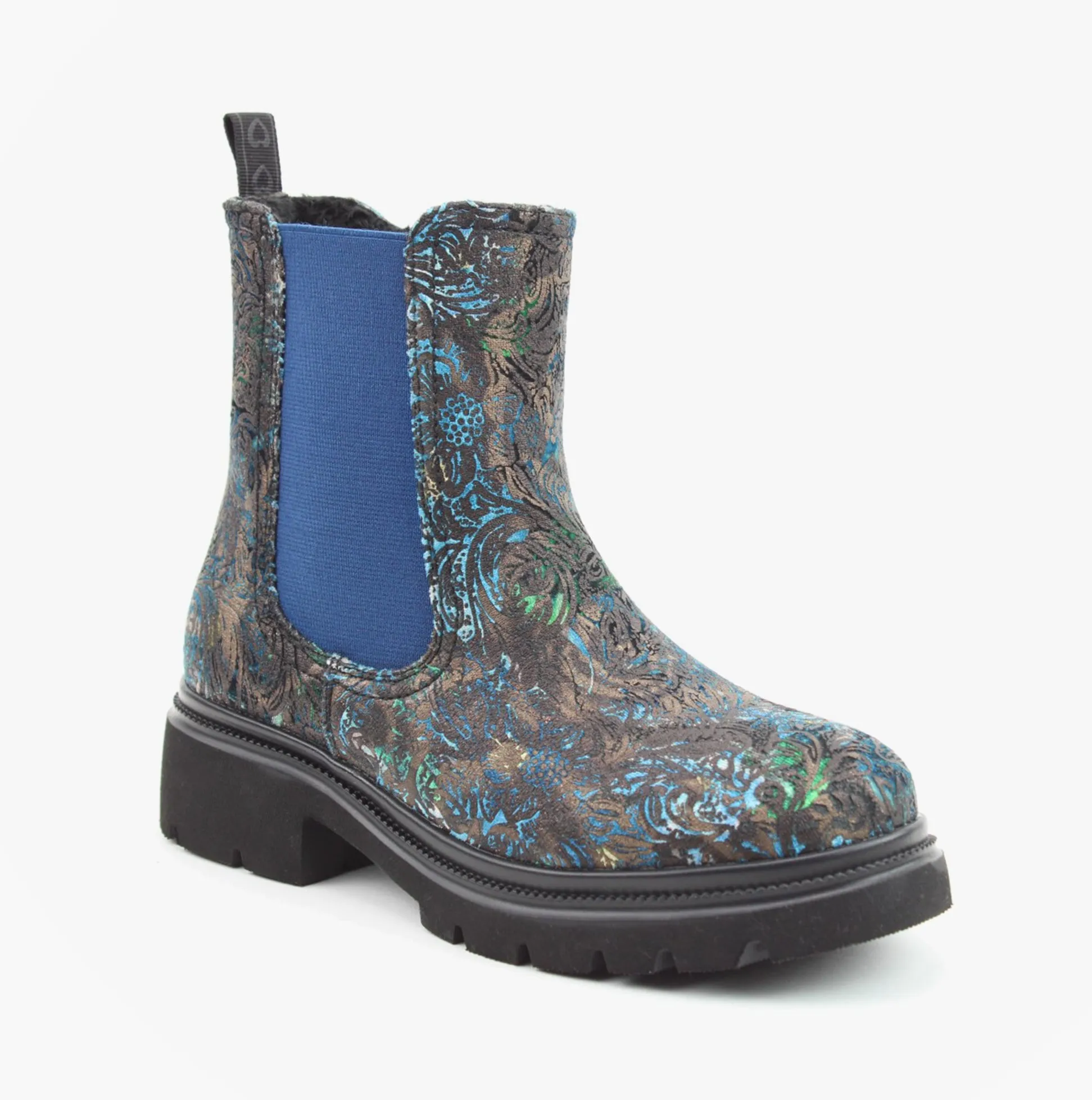Heavenly Feet ZETA MEADOW VELOUR Womens Chelsea Boots Blue Velour sold by Shuperb