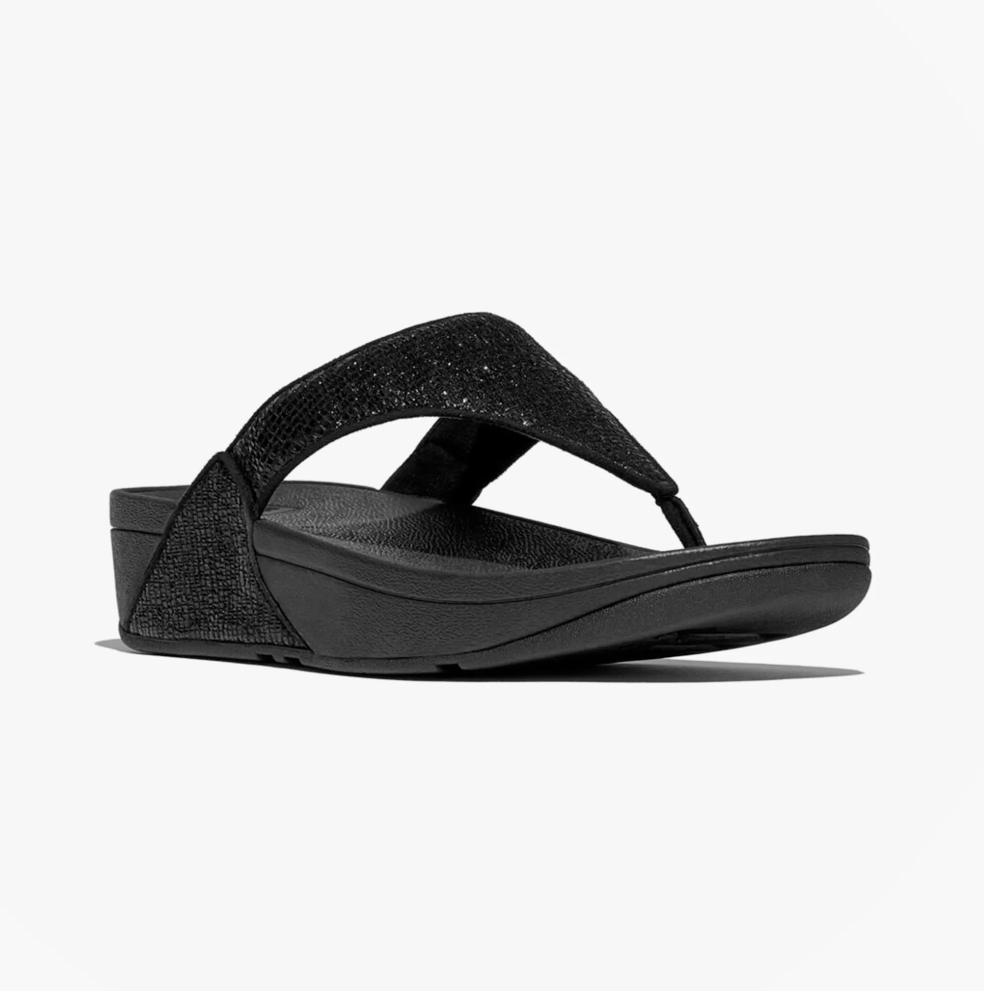 FitFlop LULU CRINKLED-SHIMMER Ladies Toe Post Sandals Metallic Black sold by Shuperb product image thumbnail 3