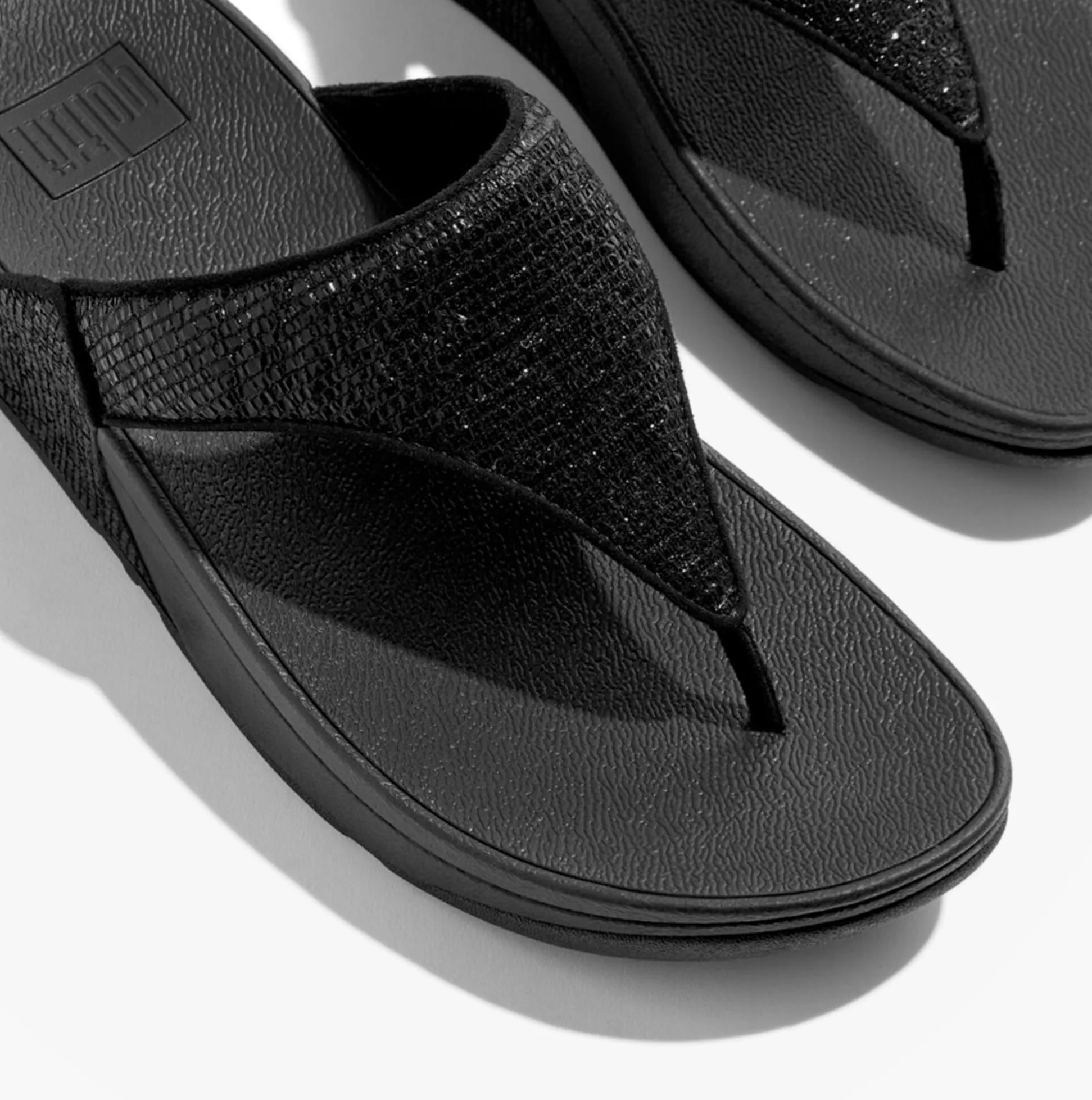 FitFlop LULU CRINKLED-SHIMMER Ladies Toe Post Sandals Metallic Black sold by Shuperb product image thumbnail 5