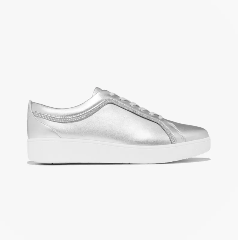 FitFlop RALLY CRYSTAL-TRIM LEATHER Womens Fashion Trainers Silver sold by Shuperb