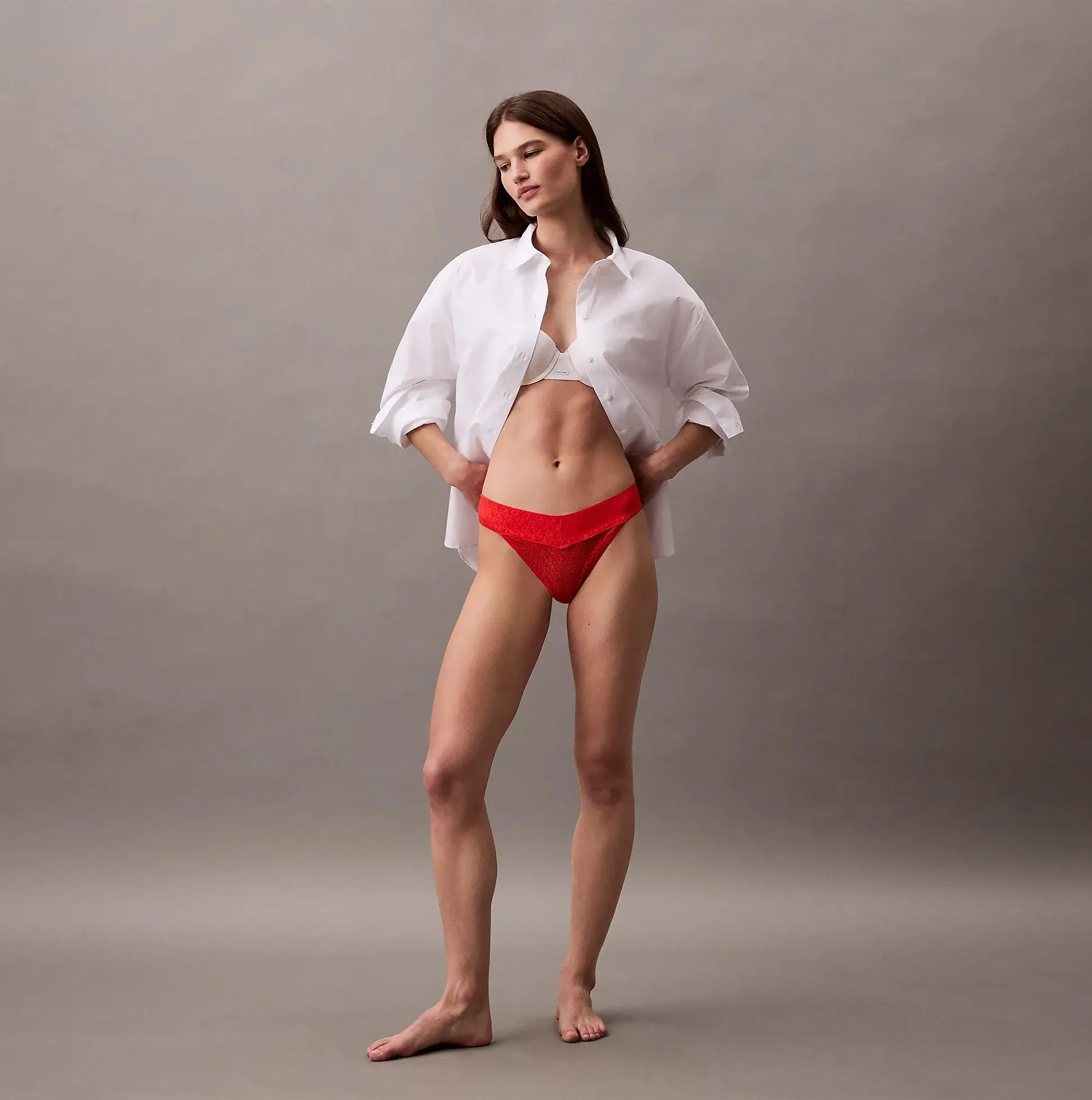 Calvin Klein THONG Womens Icon Logo Lace Molten Red sold by Shuperb product image thumbnail 2