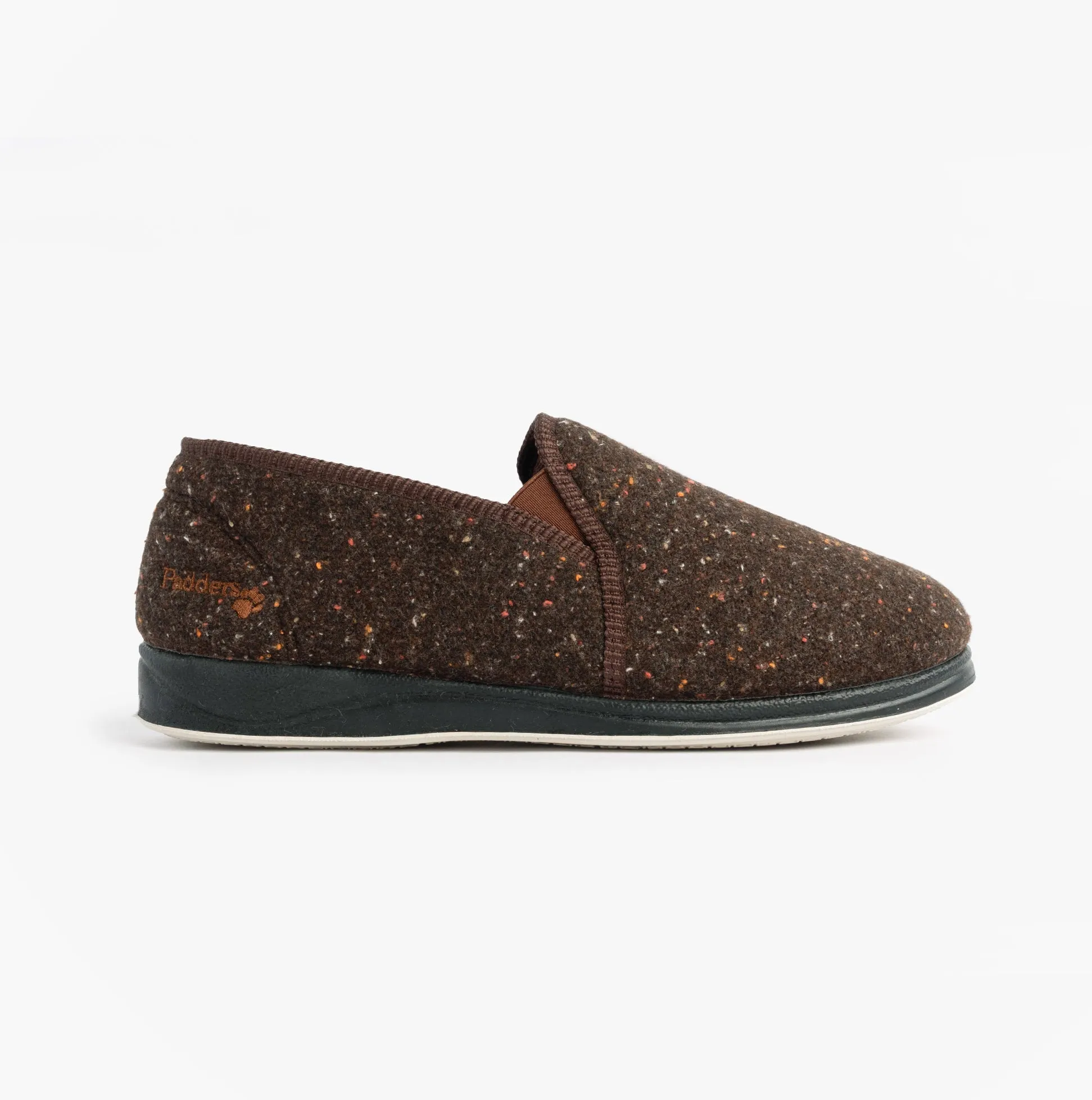Padders ALBERT Mens (G Fit) Full Slipper Slippers Brown Tweed sold by Shuperb