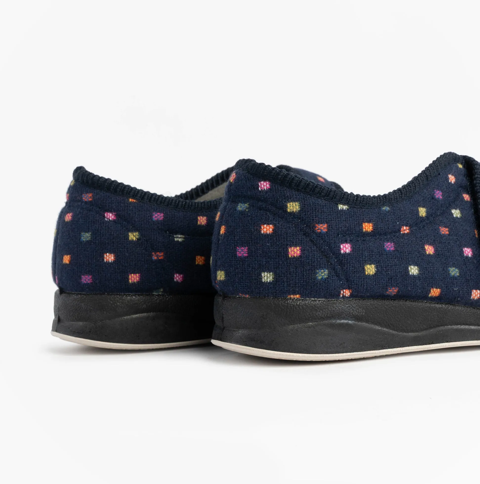Padders CAMILLA Womens (2E Fit) Touch Fasten Polka Dot Slippers Navy/Multi sold by Shuperb product image thumbnail 5