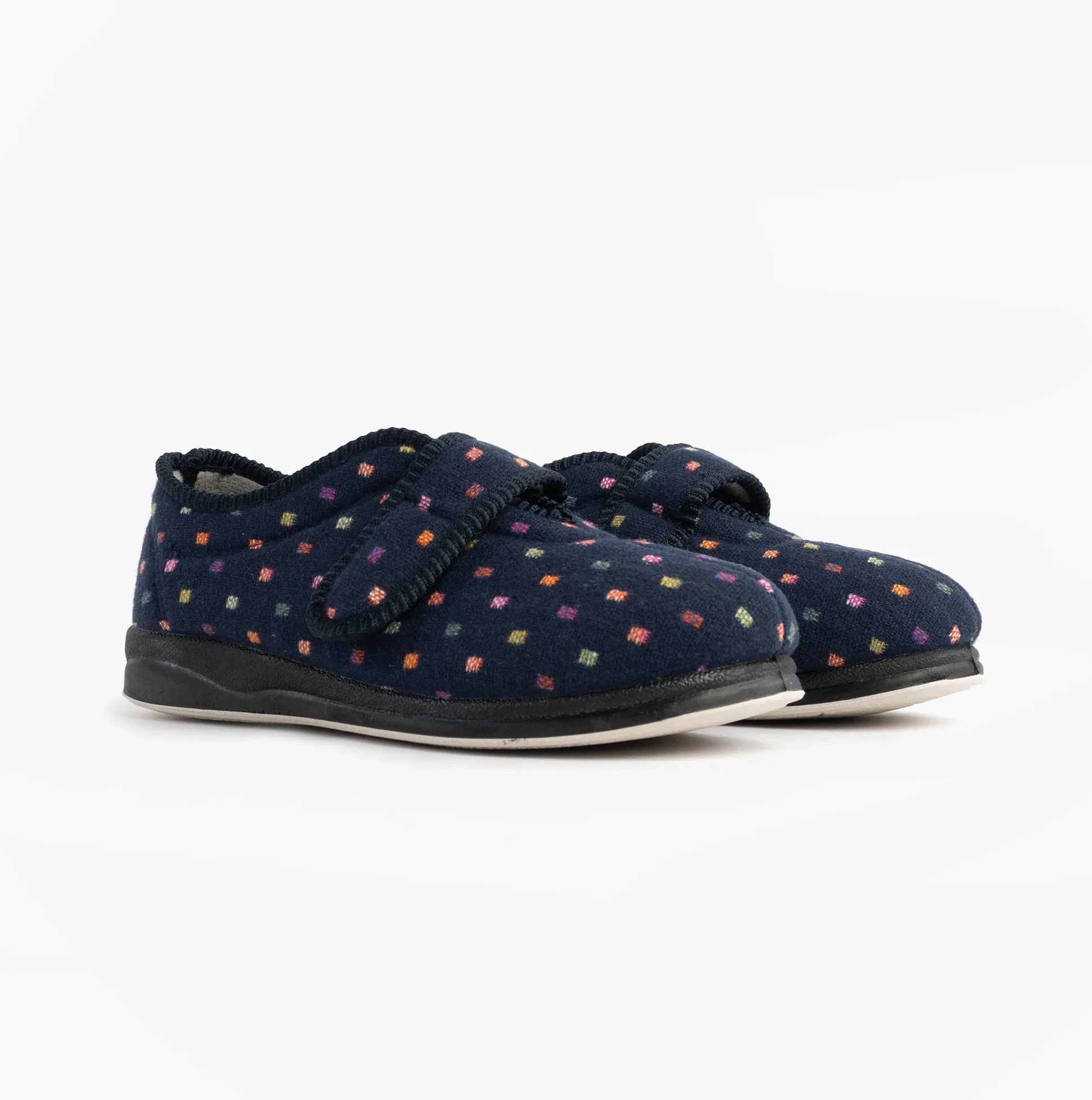 Padders CAMILLA Womens (2E Fit) Touch Fasten Polka Dot Slippers Navy/Multi sold by Shuperb product image thumbnail 2