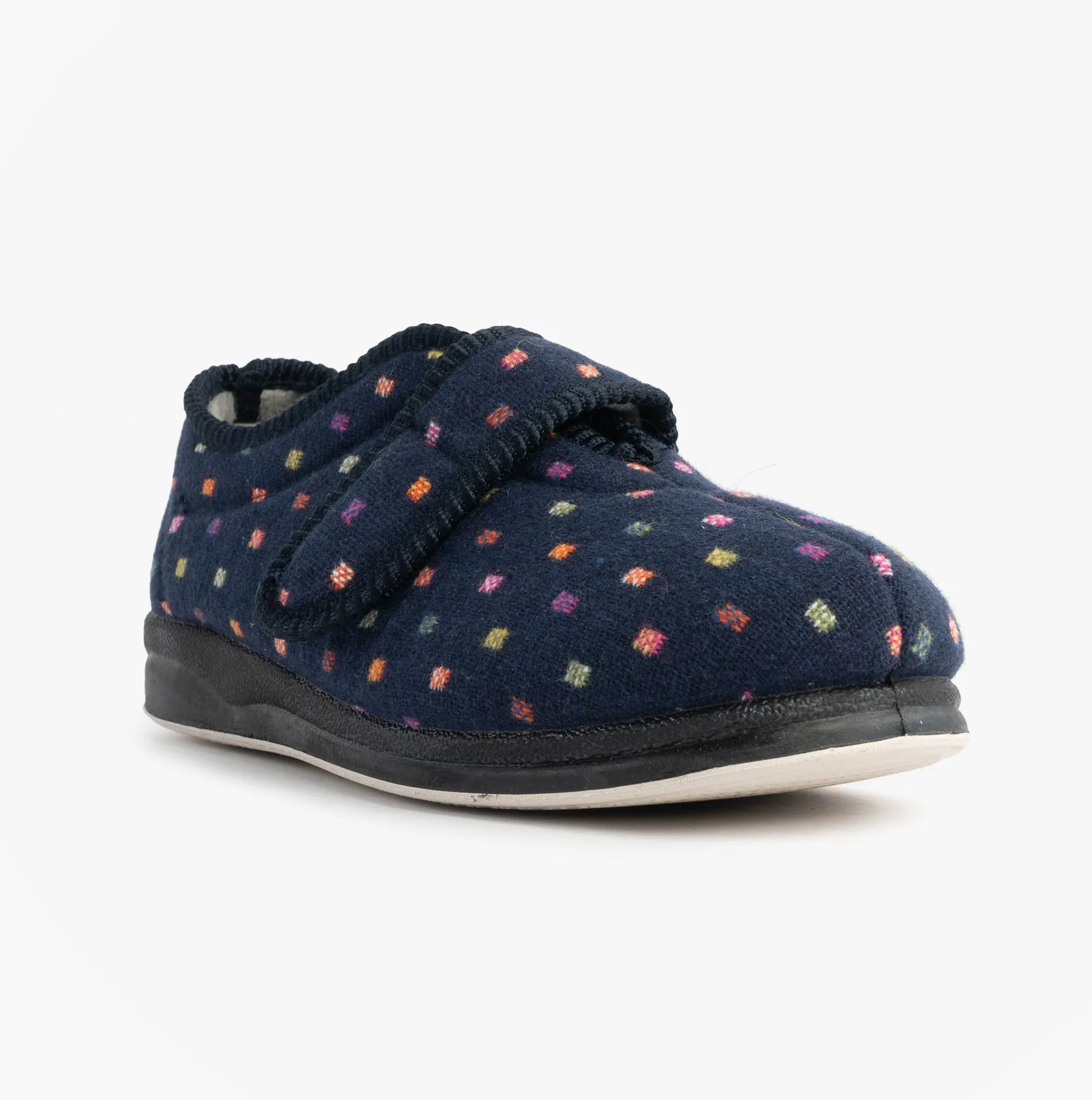 Padders CAMILLA Womens (2E Fit) Touch Fasten Polka Dot Slippers Navy/Multi sold by Shuperb product image thumbnail 4