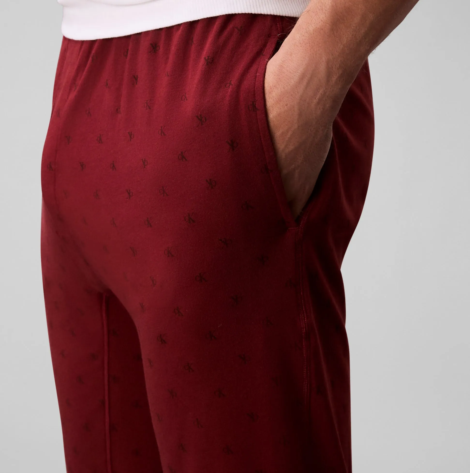 Calvin Klein ICON COTTON STRETCH Mens Lounge Joggers Diamond Logo/Smoked Pearl sold by Shuperb product image thumbnail 5