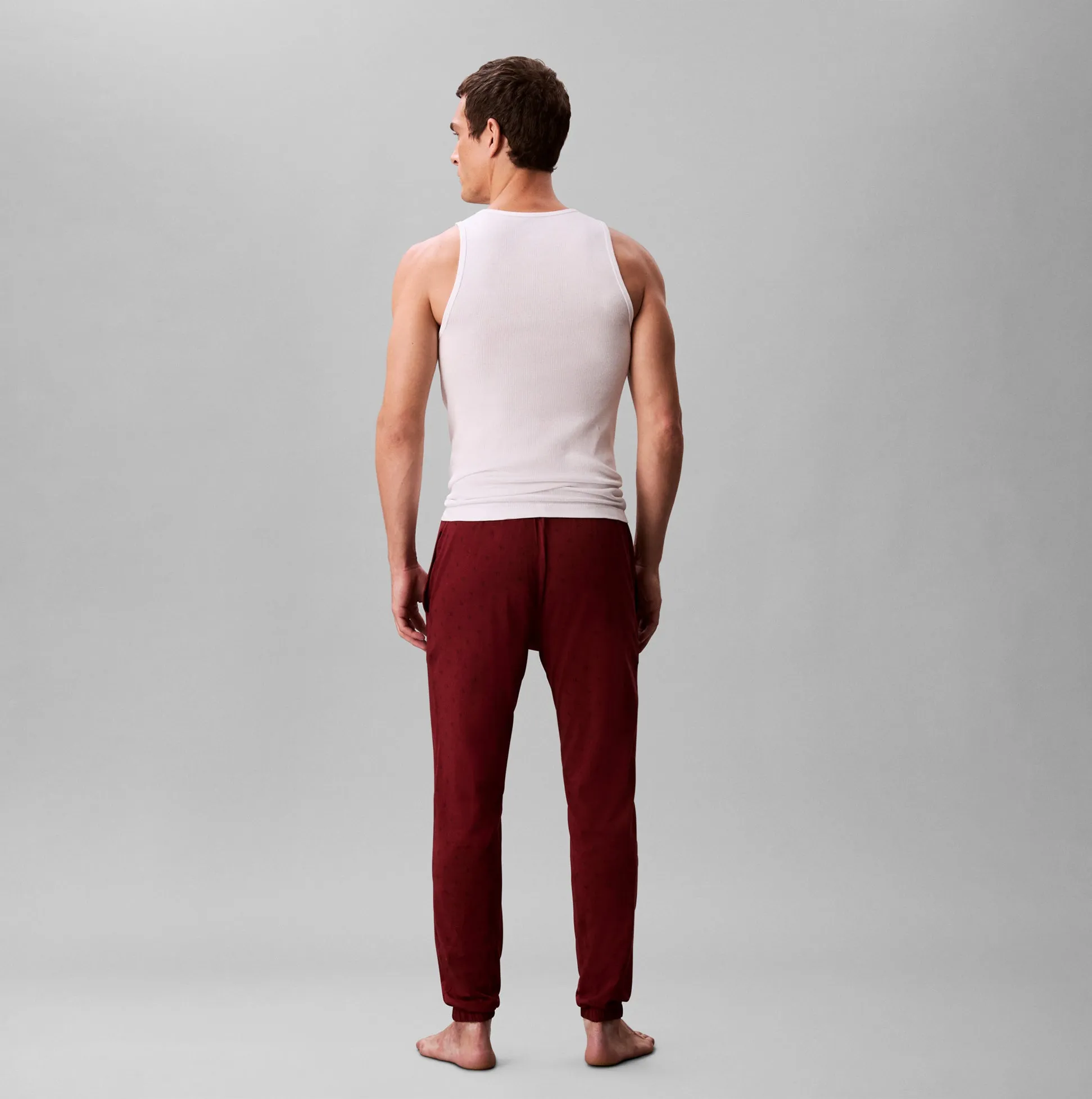 Calvin Klein ICON COTTON STRETCH Mens Lounge Joggers Diamond Logo/Smoked Pearl sold by Shuperb product image thumbnail 3