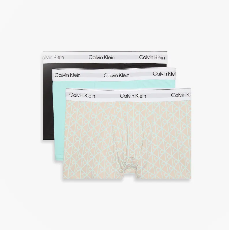 Calvin Klein COTTON BLEND Mens 3 Pack Trunks Multicoloured sold by Shuperb