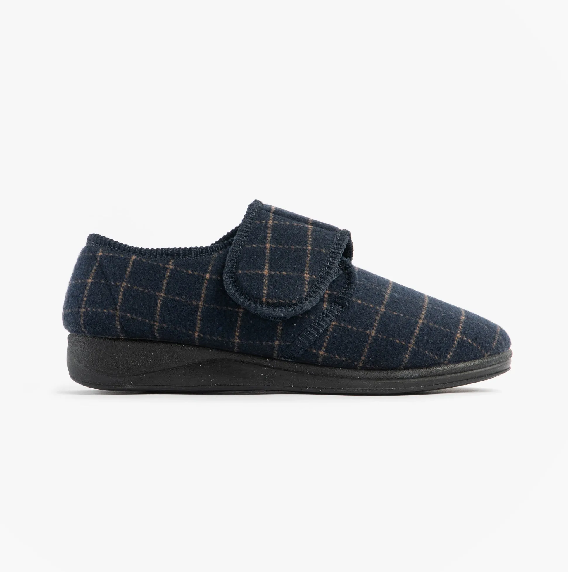 Jo & Joe DENNIS Mens Adjustable Full Slippers Navy sold by Shuperb