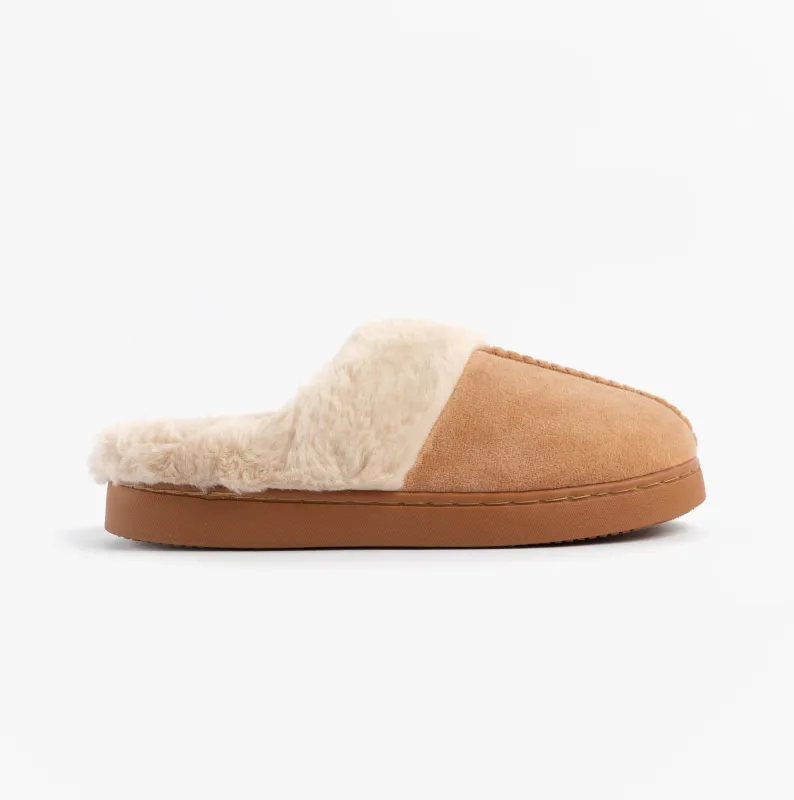 Jo & Joe ZOE Womens Mule Slippers Chestnut sold by Shuperb