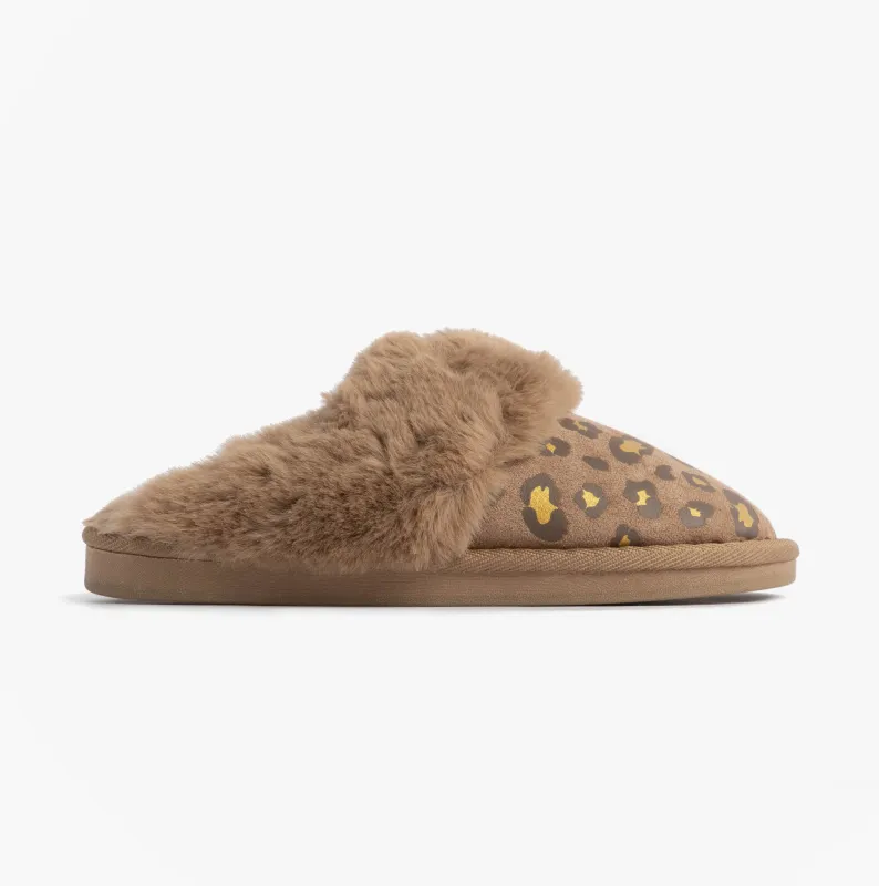 Jo & Joe MILA Womens Mule Slippers Chestnut Leopard sold by Shuperb