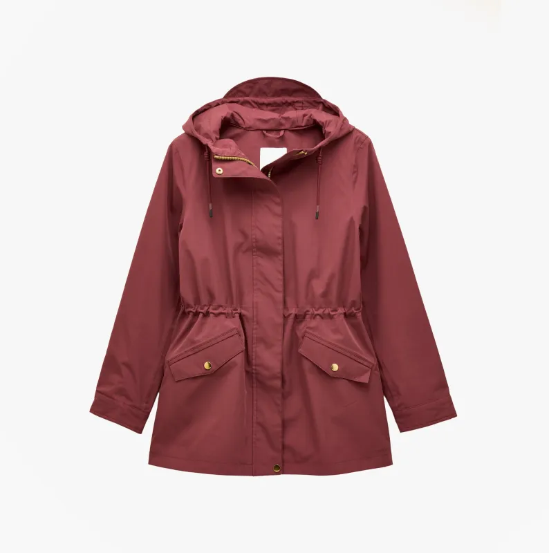 Joules PORTWELL Waterproof Hoodie Raincoat With Adjustable Waist Oxblood sold by Shuperb