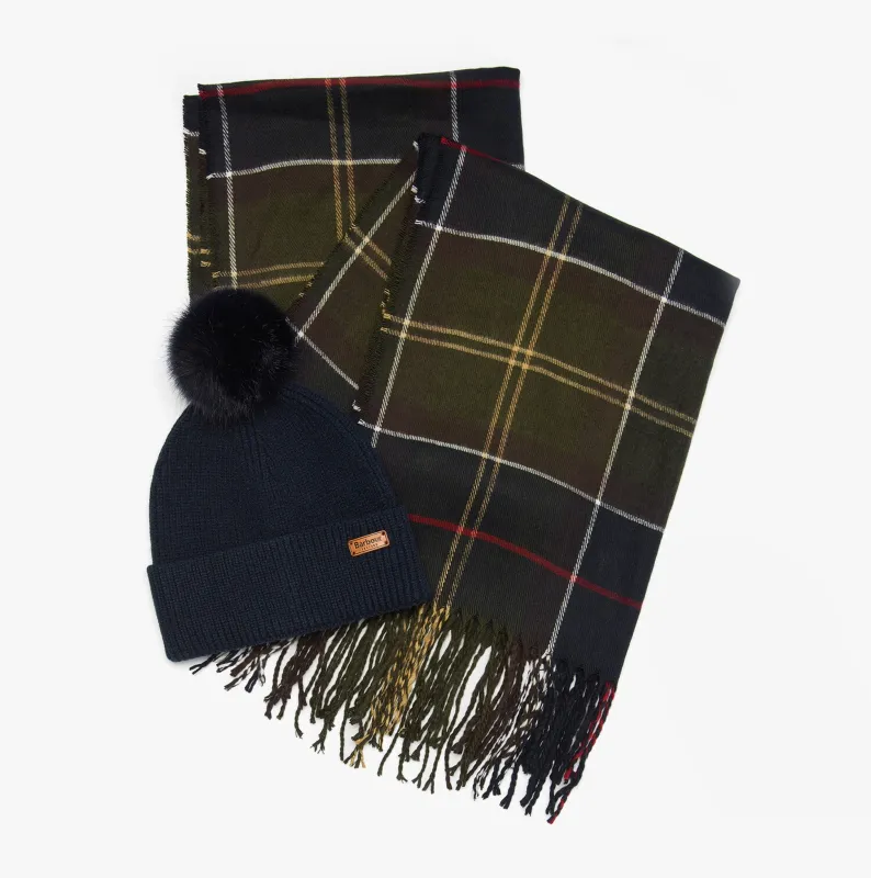 Barbour DOVER BEANIE & HAILES SCARF Womens Gift Set Classic sold by Shuperb