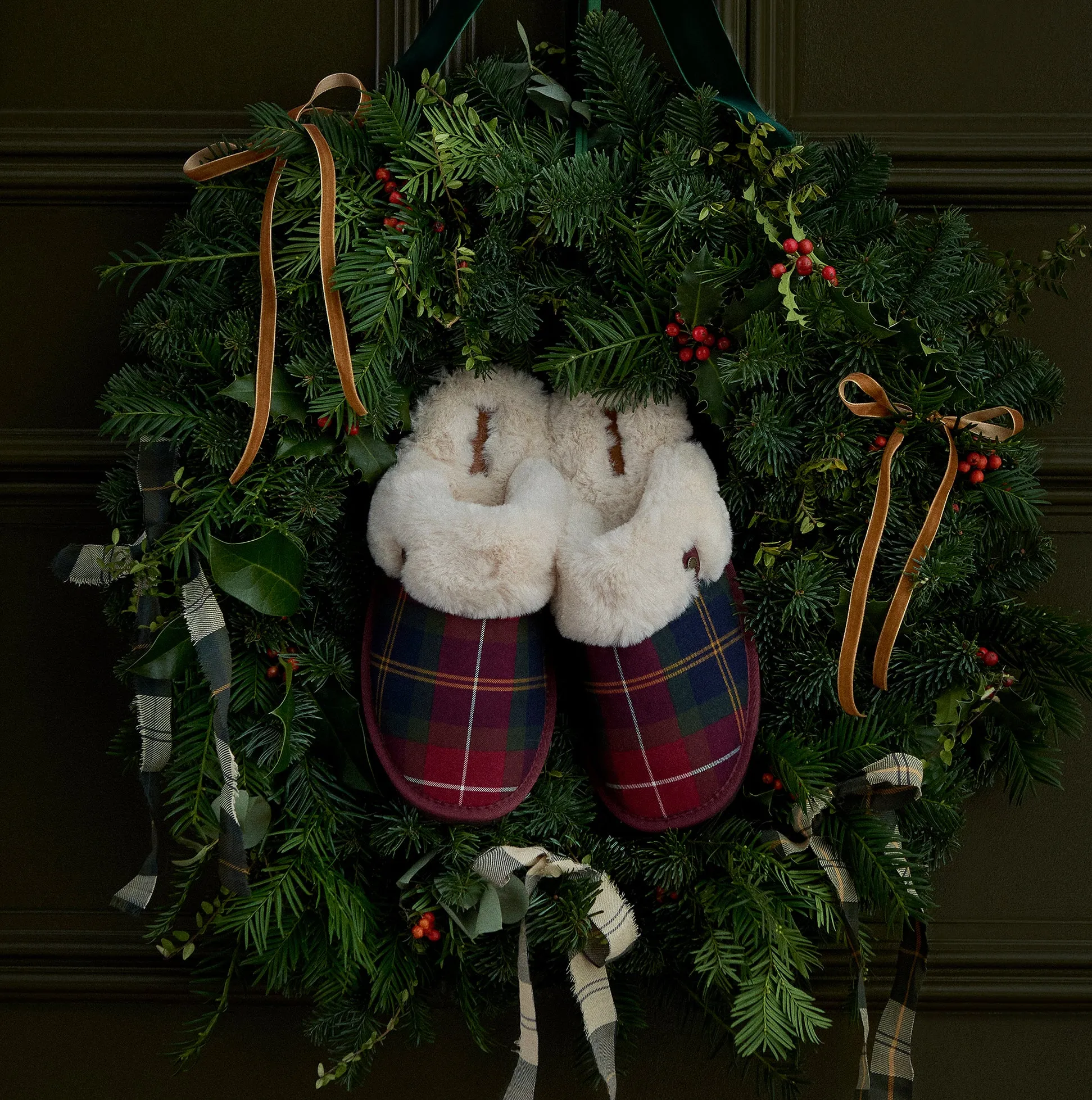 Barbour CLAUDIA Womens Mule Slippers Winterberry Tartan sold by Shuperb product image thumbnail 2