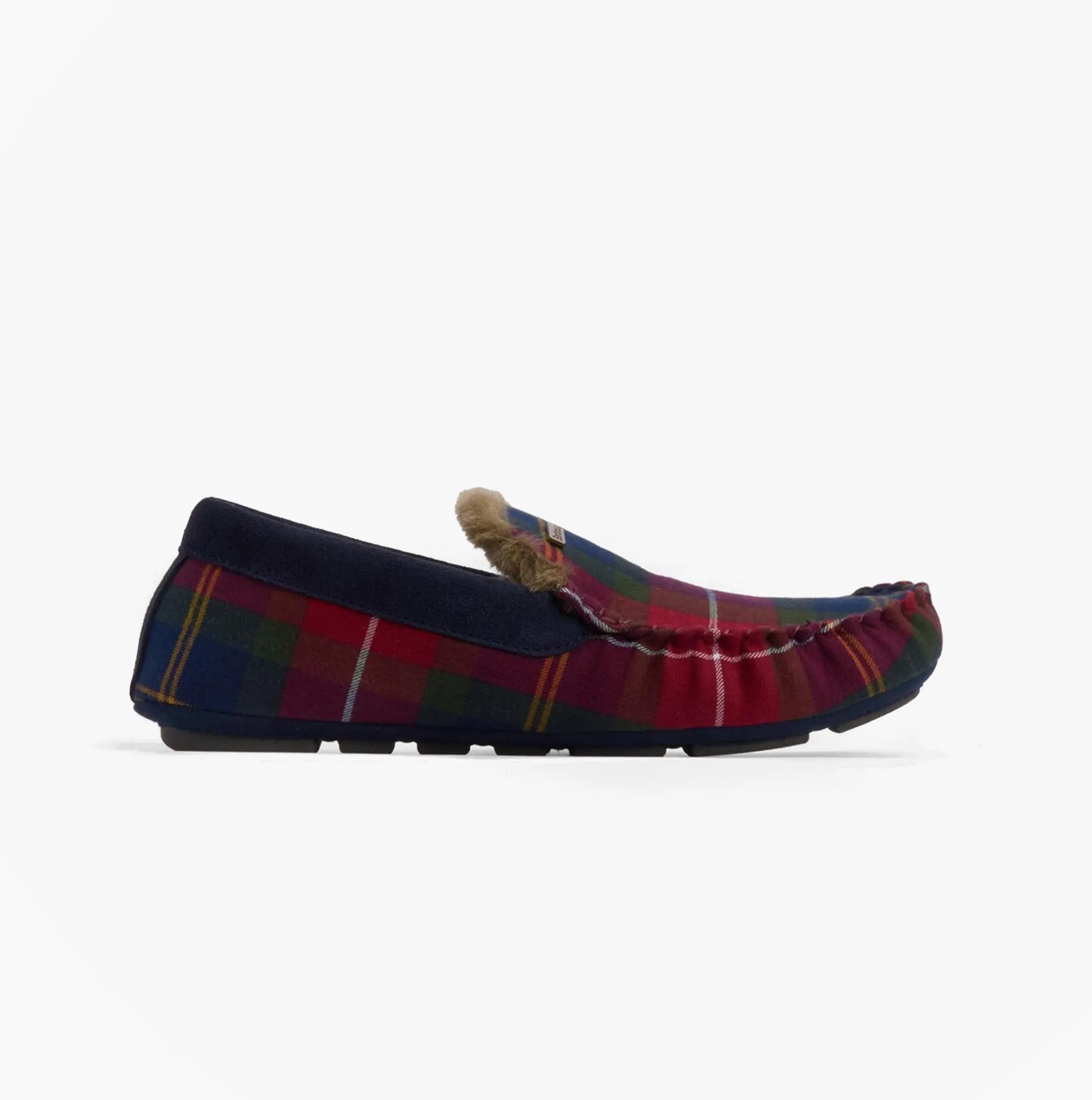 Barbour MONTY Mens Moccasin Slippers Winterberry Tartan sold by Shuperb