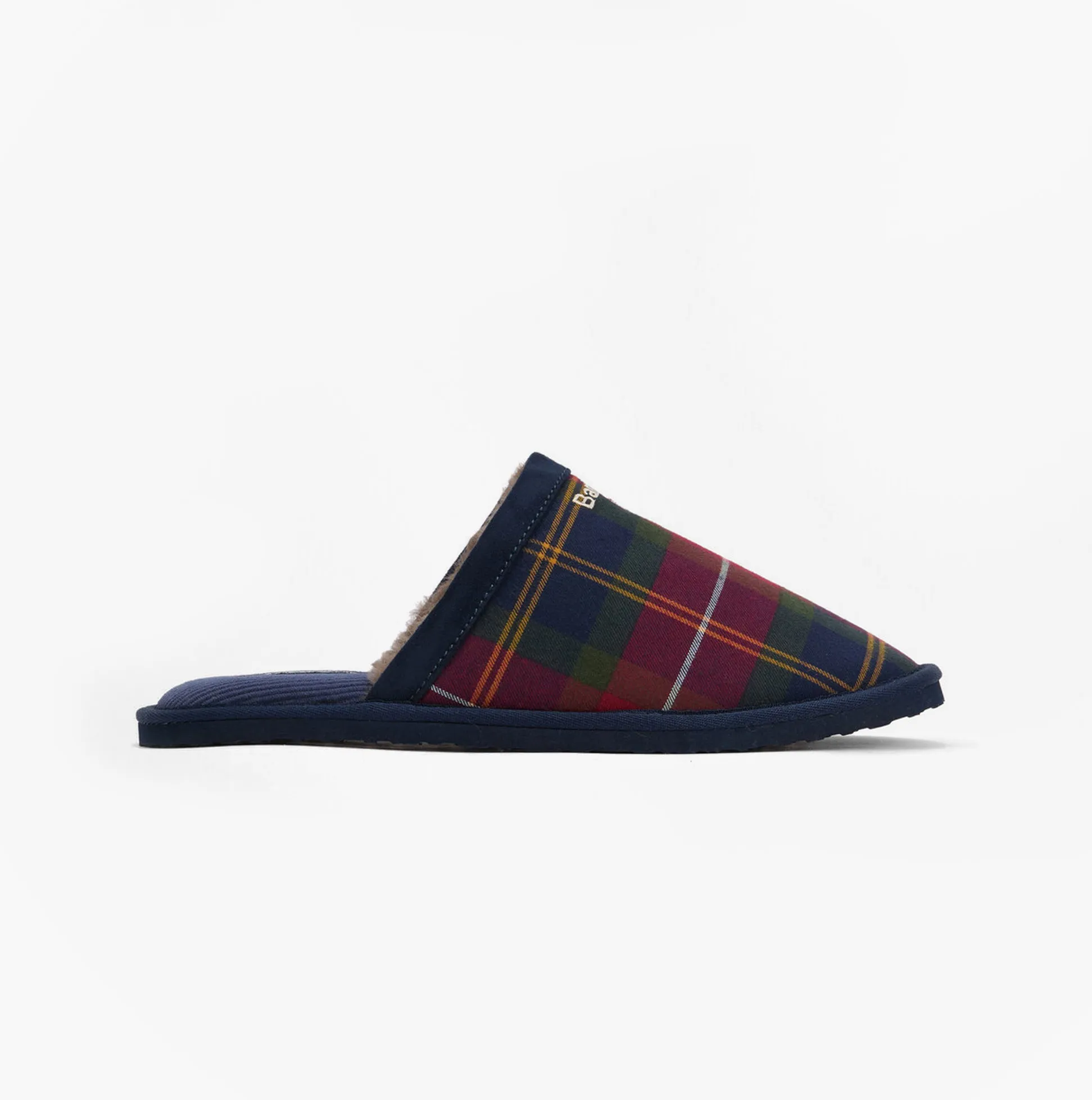 Barbour EVERITT Mens Mule Slippers Winterberry Tartan sold by Shuperb