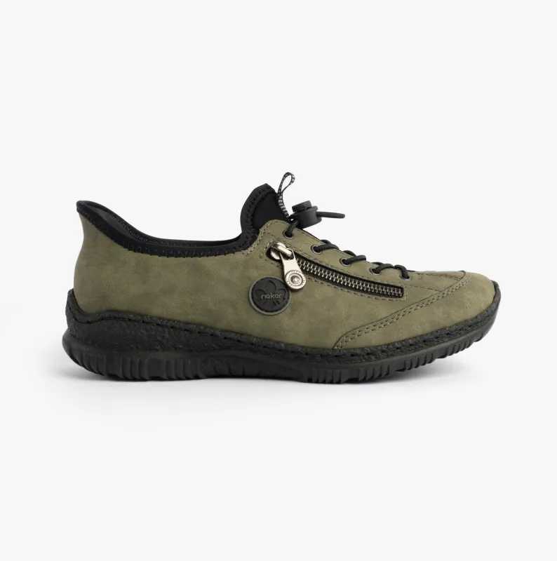 Rieker N3267-54 Nikita Womens Bungee Lace Shoes Green made by Rieker