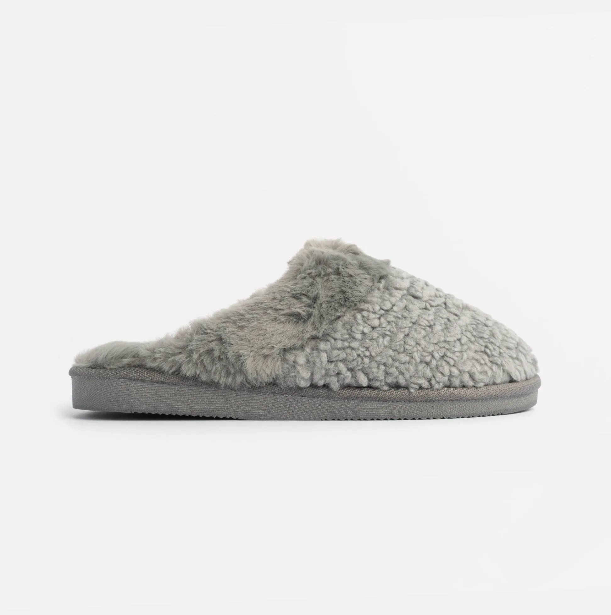 Jo & Joe HELGA Womens Mule Faux Fur Slippers Grey sold by Shuperb