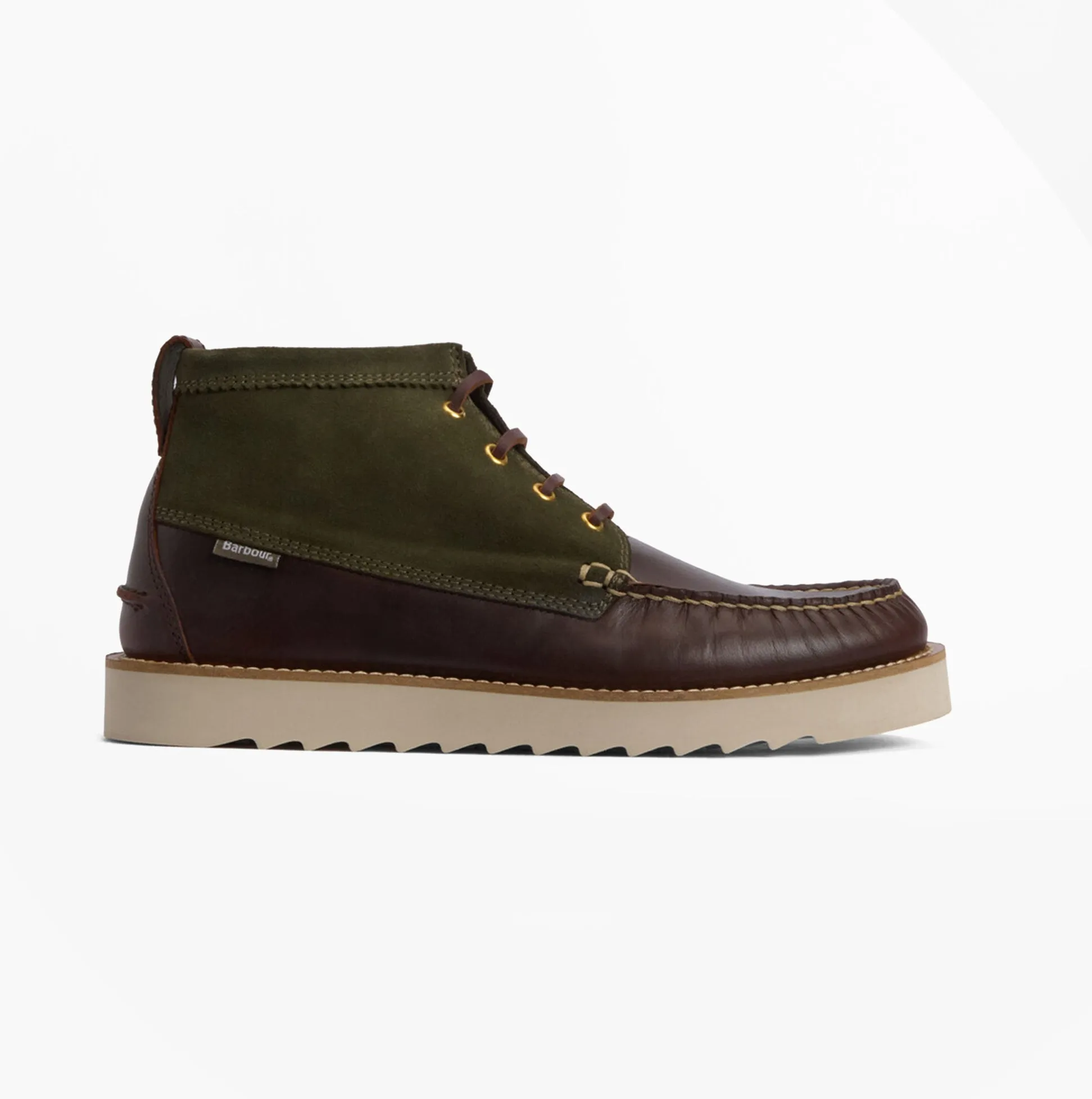 Barbour HADSTON Mens Chukka Boots Olive/Dark Brown sold by Shuperb