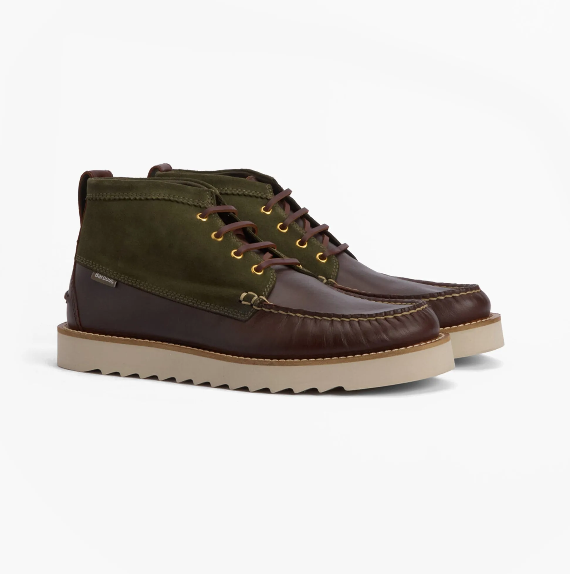 Barbour HADSTON Mens Chukka Boots Olive/Dark Brown sold by Shuperb product image thumbnail 2