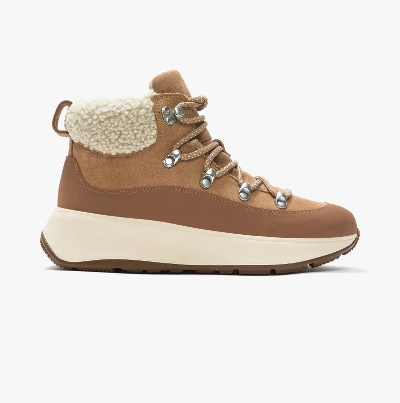FitFlop F-MODE TEDDY-COLLAR WARM SUEDE Womens Suede Booties Desert Tan sold by Shuperb