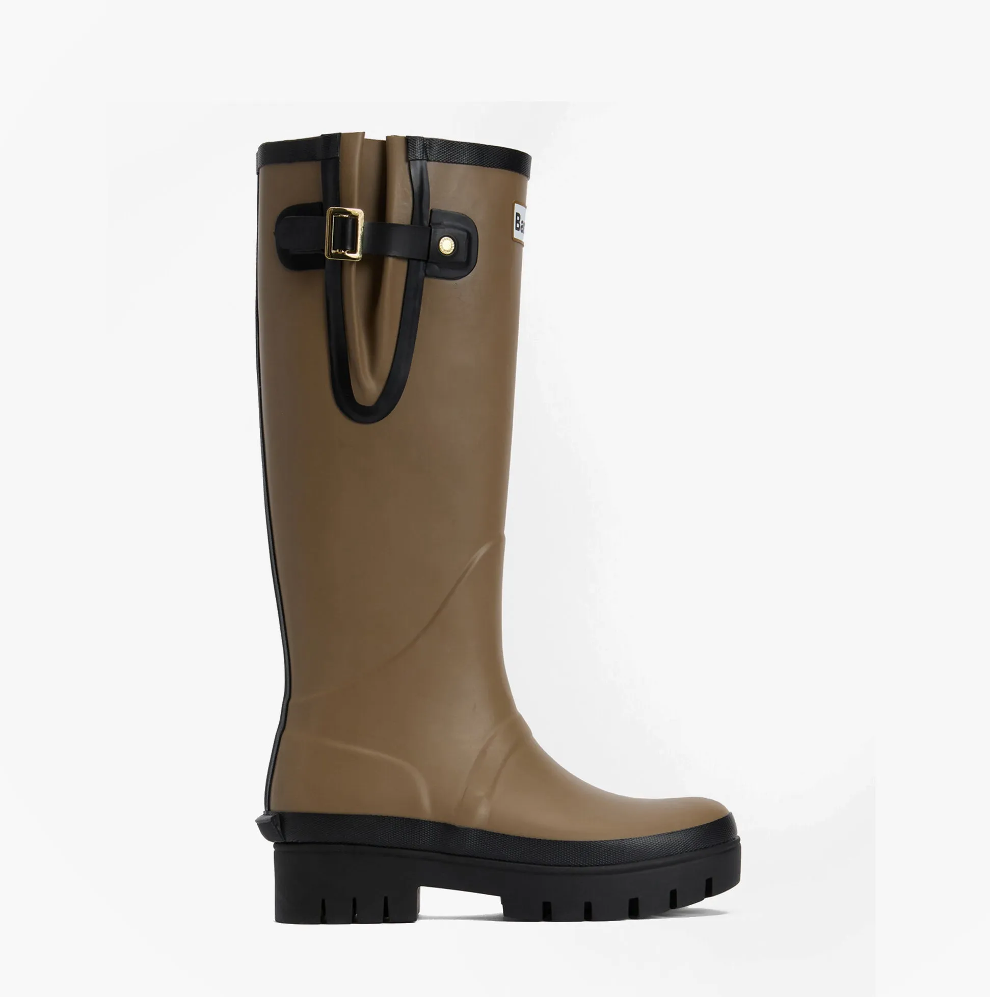 Barbour LEIGHTON Womens Tall Wellies Military Brown/Black sold by Shuperb