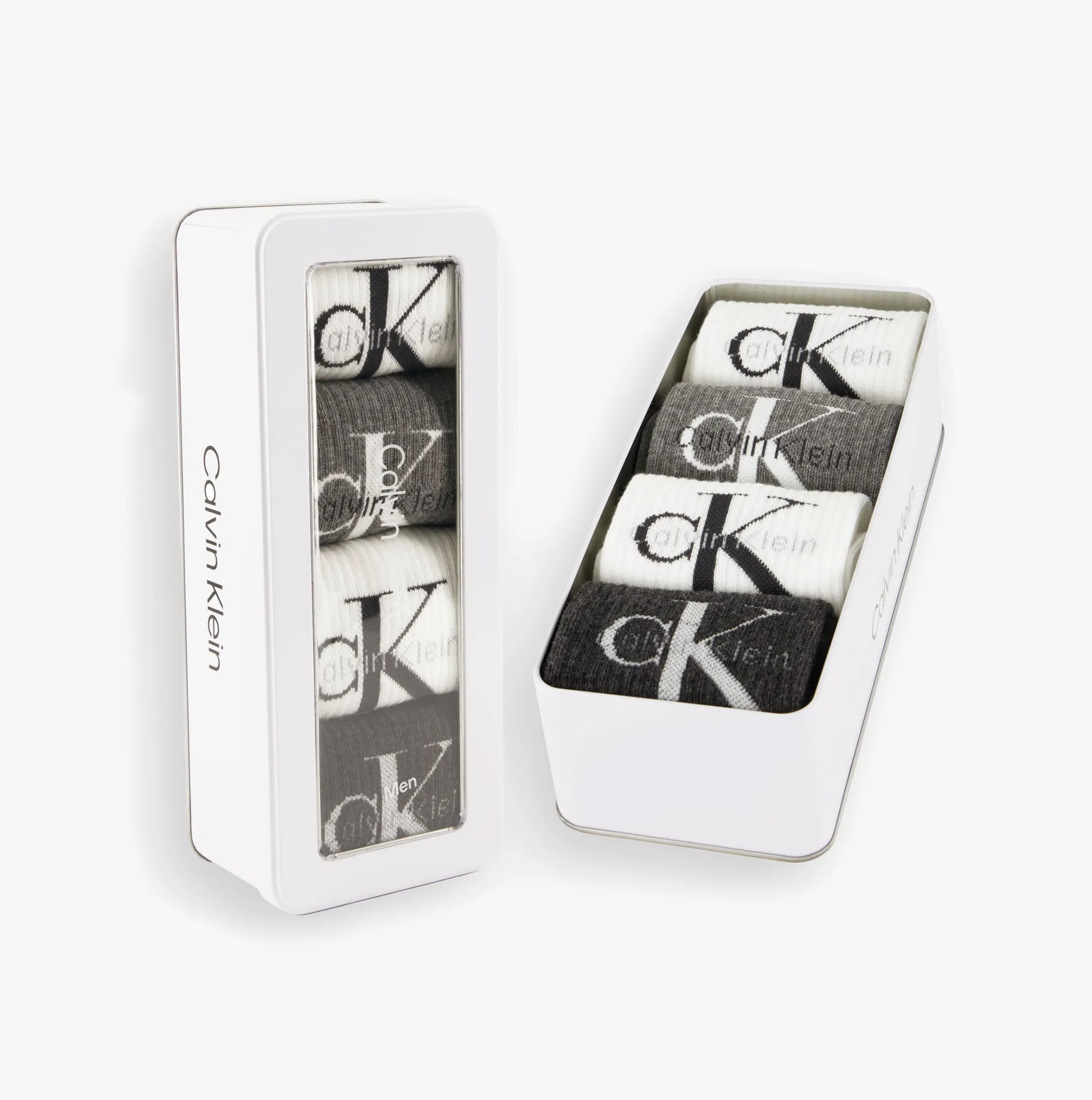 Calvin Klein 4 Pack Giftbox Monologue Mens Socks Grey Melange/White sold by Shuperb product image thumbnail 2