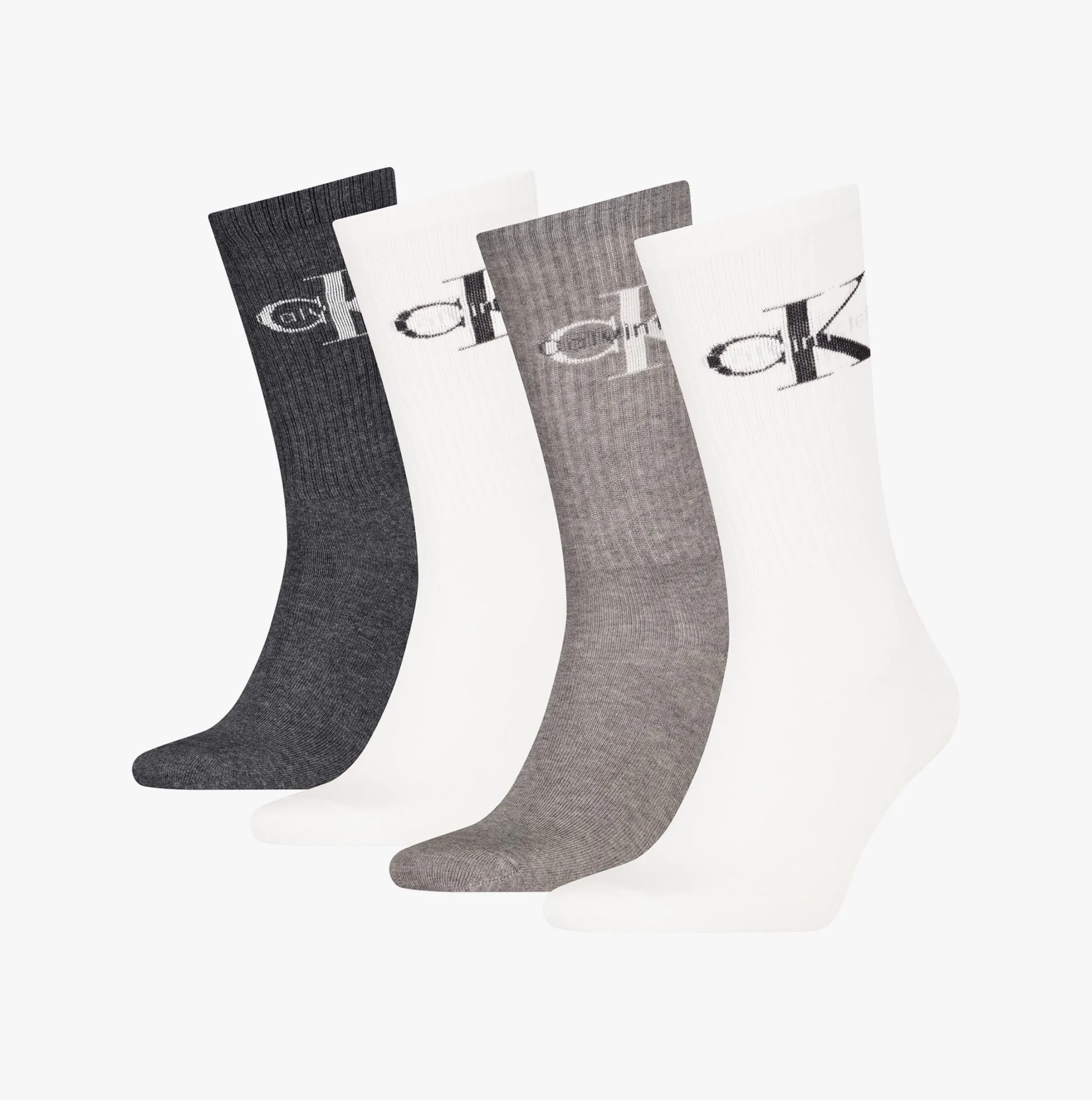 Calvin Klein 4 Pack Giftbox Monologue Mens Socks Grey Melange/White sold by Shuperb