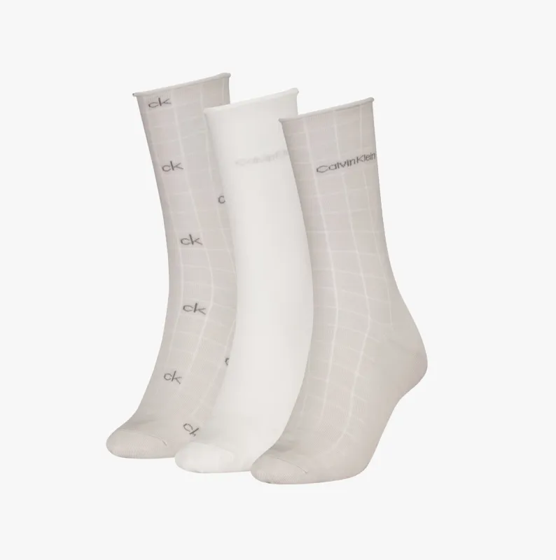 Calvin Klein 3 Pack Giftbox Grid Womens Socks Light Grey sold by Shuperb
